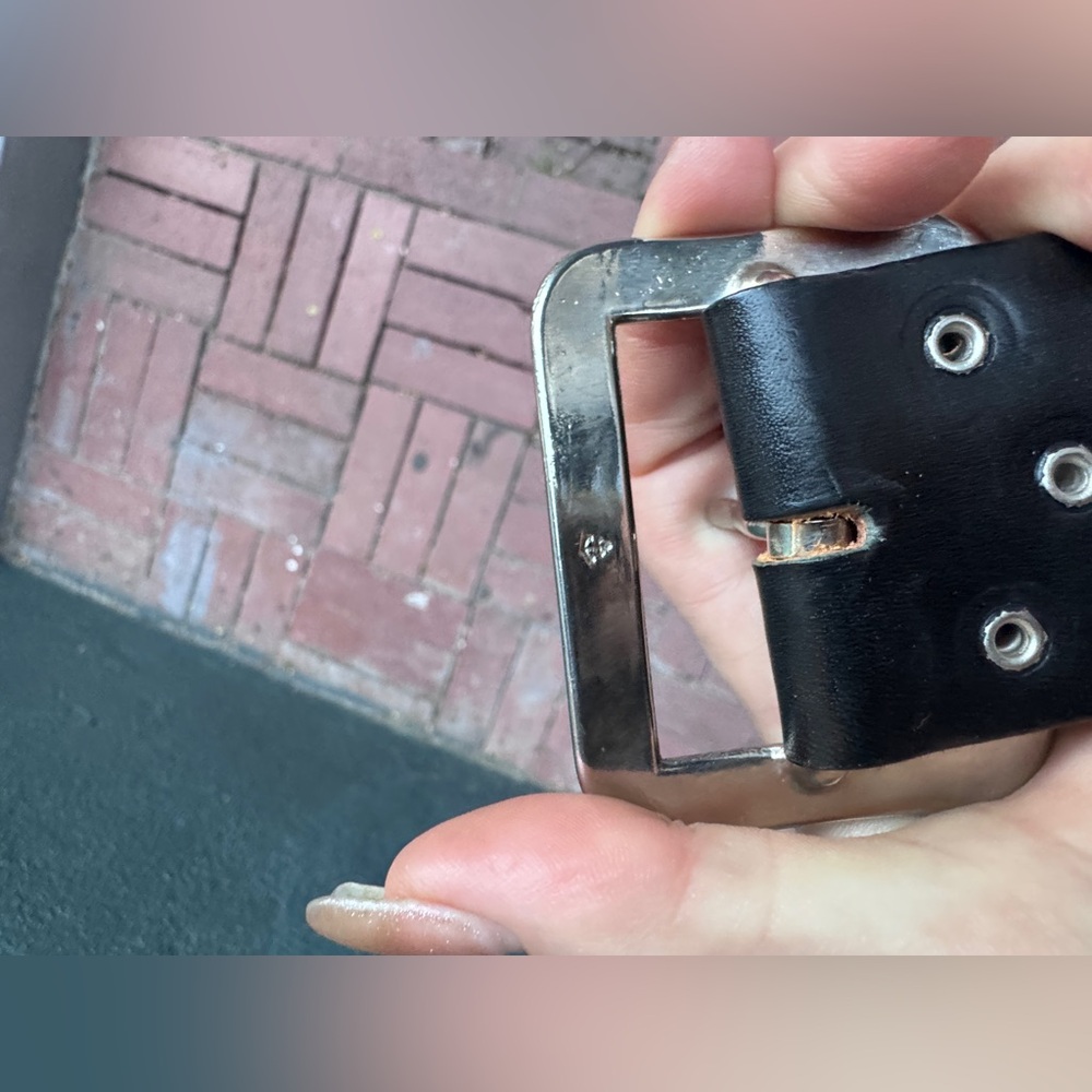 80s-90s Vintage Black Leather Harness belt - Picture 5 of 8